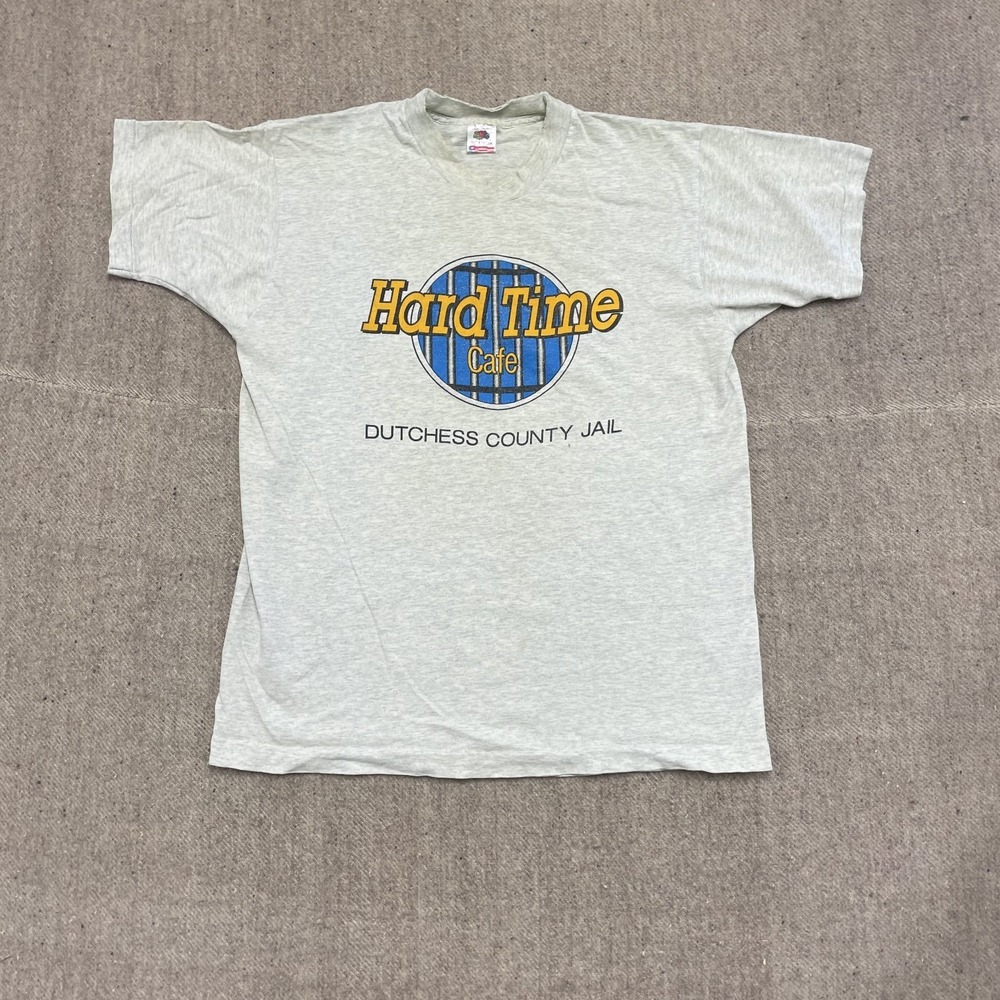 vintage hard time cafe dutchess county jail shirt mens large gray 2000s y2k joke